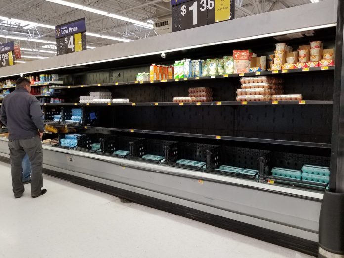 empty grocery store shelf empty shelves in egg section