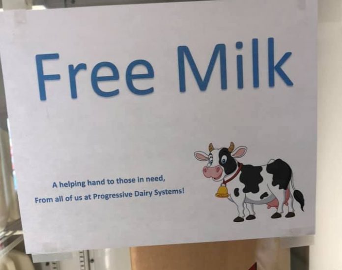 covid-19 dairy donations donation sign