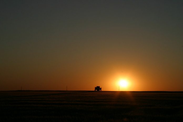 sunset on a tractor sunset on a tractor