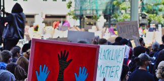 black lives matter sign at a George Floyd protest