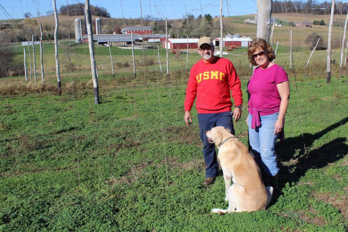 veteran-hops family in hopyard