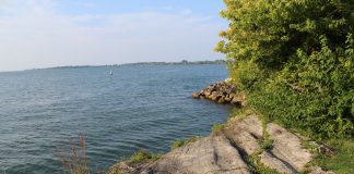 Lake Erie shore and rocks.