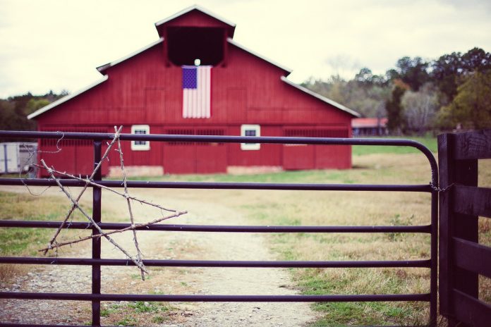 barn and flag barn and flag