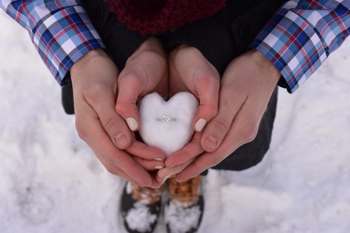 engagement ring in a snowball engagement ring in a snowball