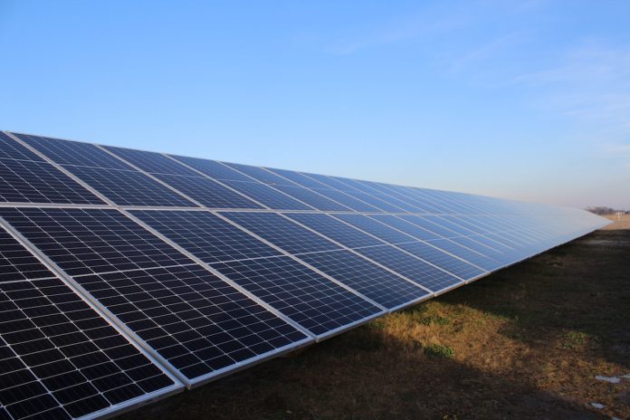 solar-panel solar panels in an array in Ohio in the winter