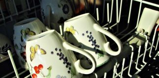 mugs in a dishwasher