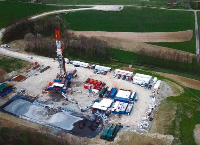 aerial-of-well-pad aeriel view of a well pad