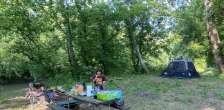 Vayda at a campsite