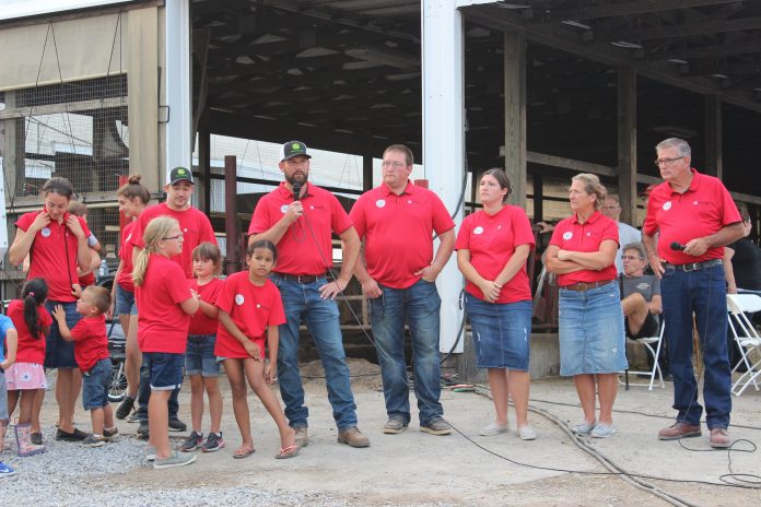 dairy_twilight_tour_2 The Dotterer family addresses the crowd at the 2021 Dairy Twilight Tour.
