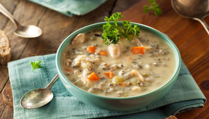 feature.web A Bowl of Creamy Chicken and Rice soup