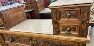walnut and marble topped Eastlake Vanity Dresser circa 1880
