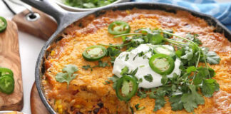 Spicy Southwest Chicken Cornbread Skillet