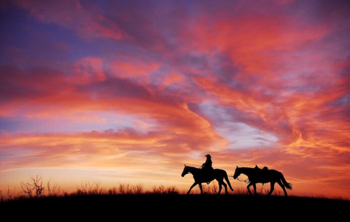 sunset, cowboy sunset, cowboy