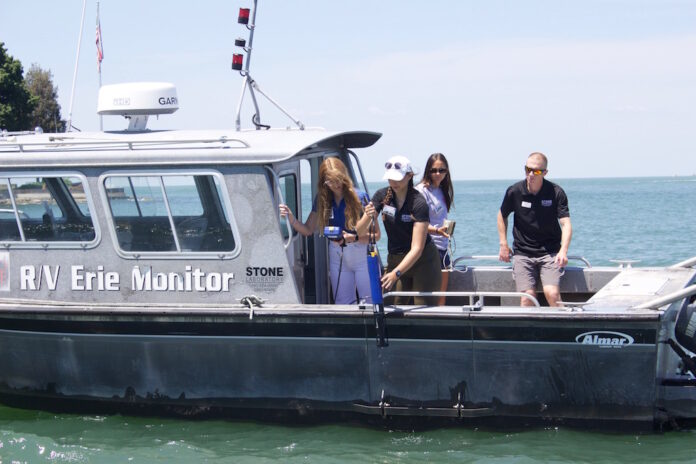 habs_forecast_1 Researchers take water samples from a boat in Lake Erie