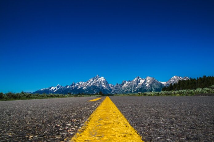 road near the Grand Tetons road near the Grand Tetons