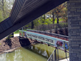 Magee Marsh boardwalk bridge entrance to visitor center