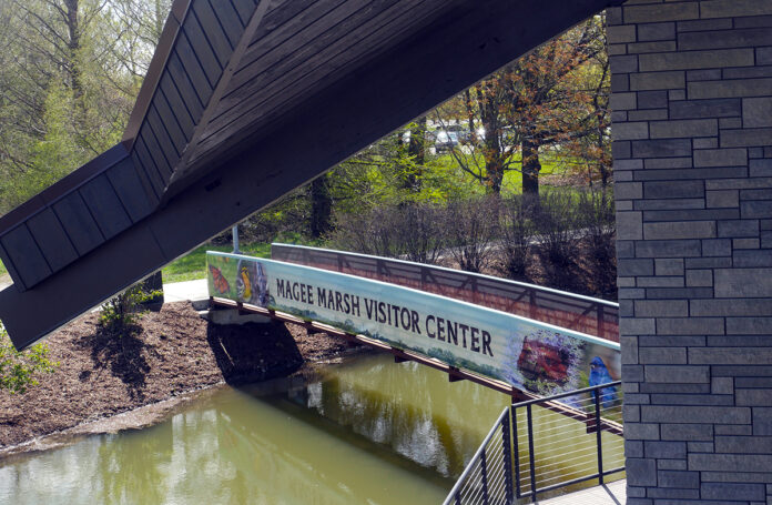 Magee Marsh boardwalk bridge entrance to visitor center