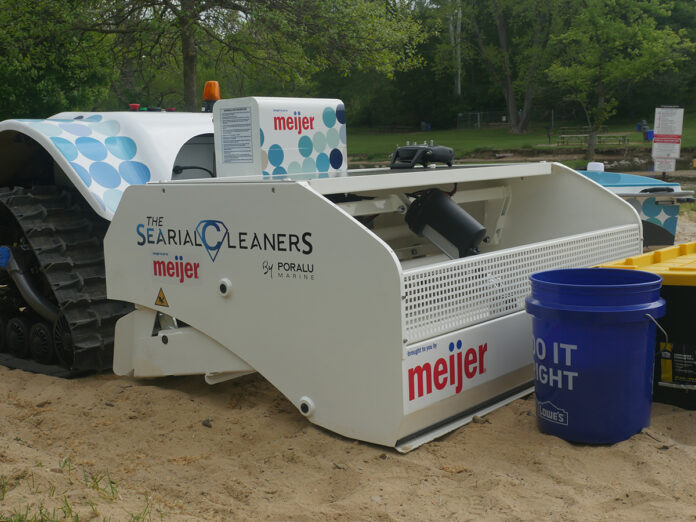 low rez pixie drone The front end of the BeBot which sifts through sand and picks up debris has a camera inside the cage area so a single person can monitor its progress. Photo taken on May 18 at Hinckley Lake Reservation.Credit: Nella Citino
