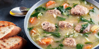 A bowl of wedding soup