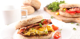 muffin with egg and bacon
