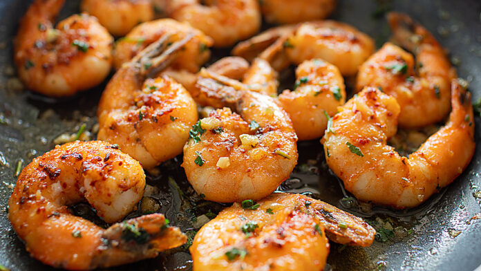 fried shrimp with garlic butter parsley