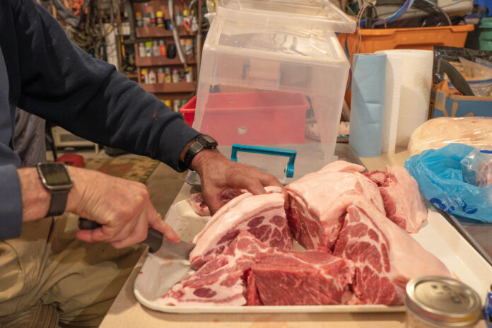 cutting meat cutting meat