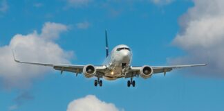 white airplane on mid air